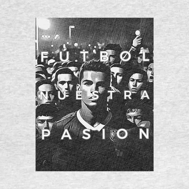 SCPL003 - Futbol nuestra Pasion: Player in the middle of a crowd by Tee Vibes Co.